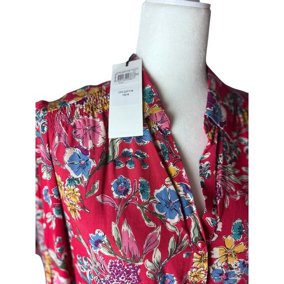 Gerard Darel Paris Floral Blouse 38 | Pink Viscose Button-Down Shirt - Picture 4 of 8